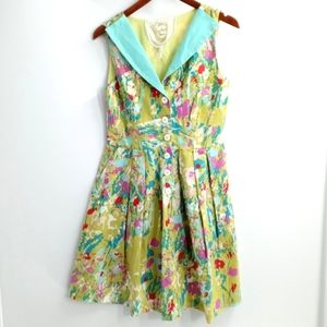 Knitted Dove Paint Splatter Button Front Dress‎